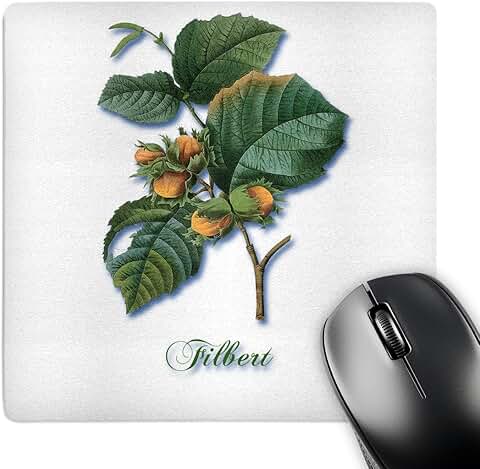 Botanical Print of Filbert Nuts on Branch Mouse Pad