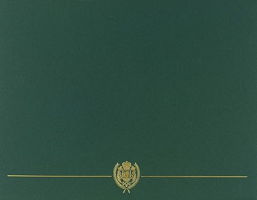 Hunter Green Certificate Cover with Gold Foil, 12" x 9.375", 5 Pack