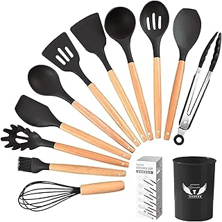 11-Piece Black Silicone Cooking Utensil Set