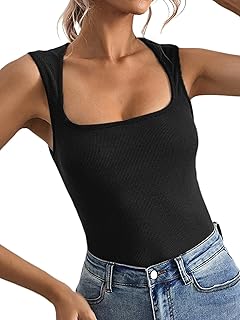 Women's Square Neck Sleeveless Ribbed Knit Cami Top
