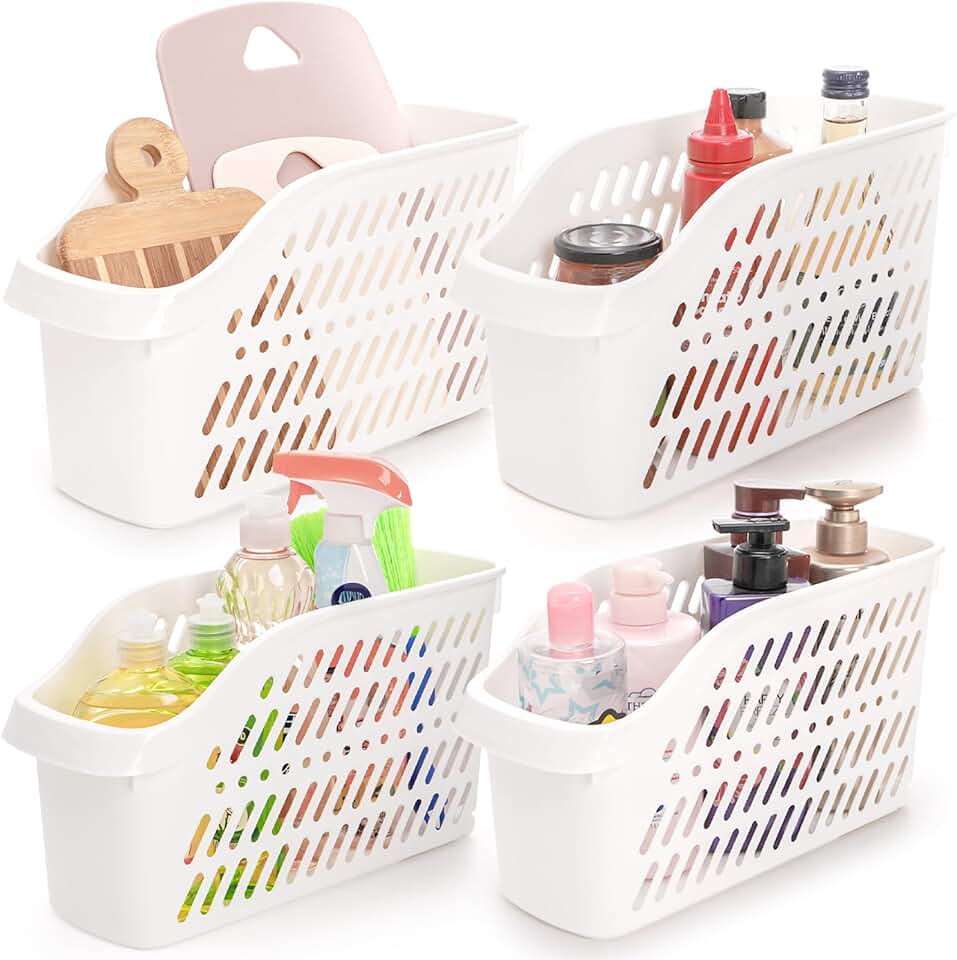 Four Plastic Under Sink Organizers with Wheels