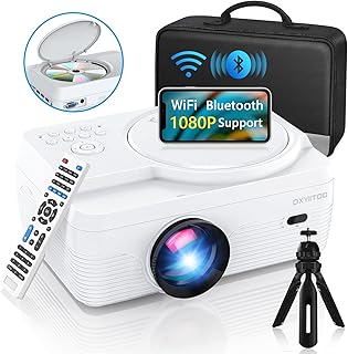 Portable Full HD WiFi Bluetooth Projector with Built-in DVD Player
