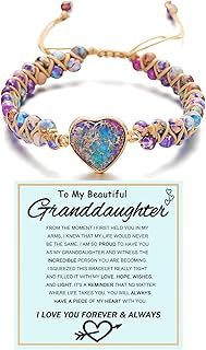 Beaded Wrap Bracelet with Heart Charm for Granddaughter