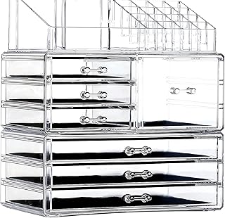 3-Pack Clear Acrylic Makeup and Jewelry Organizer