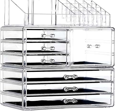 3-Pack Clear Acrylic Makeup and Jewelry Organizer