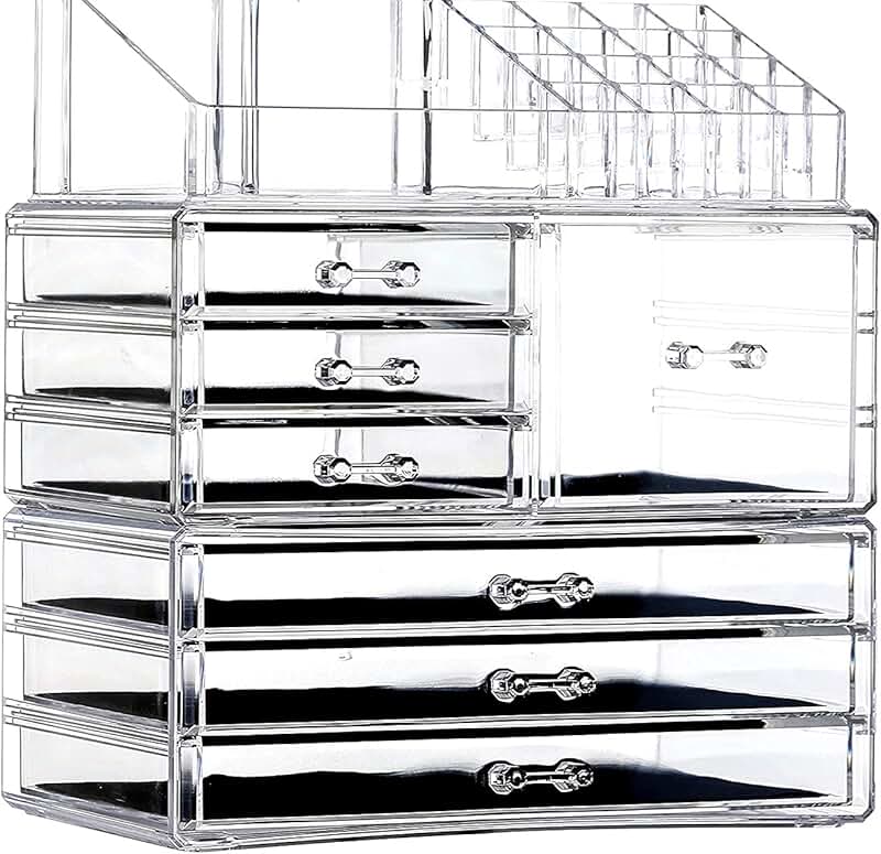 3-Pack Clear Acrylic Makeup and Jewelry Organizer