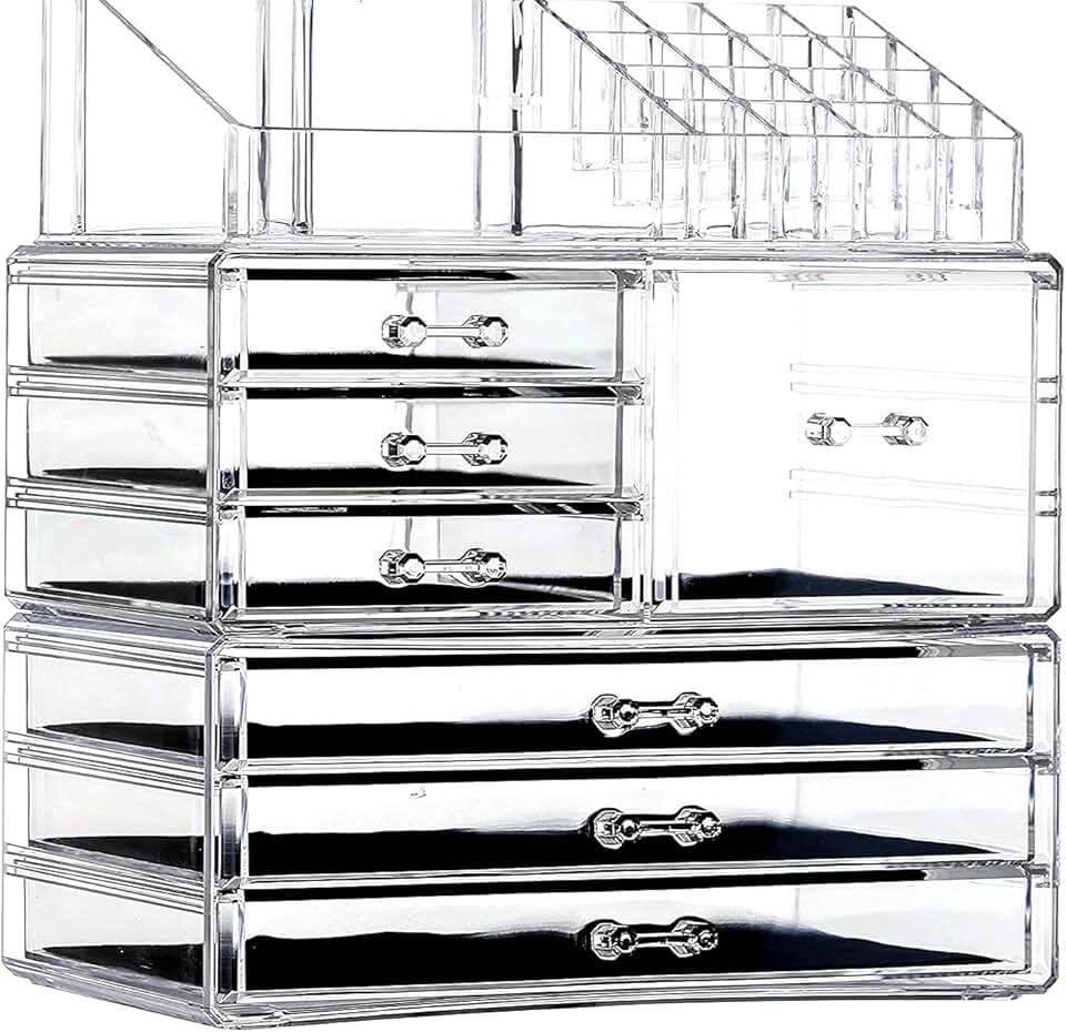 3-Pack Clear Acrylic Makeup and Jewelry Organizer