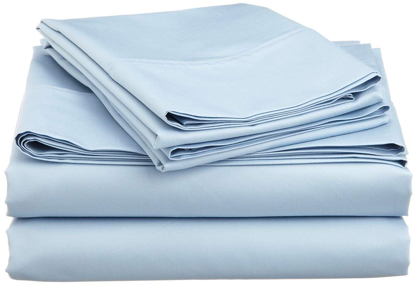 Heavy 1500 Thread Count 6-PCs Sheet Set with Extra Pillow Cases Fits 15-18 Inch Deep Pocket  Full, Light Blue Solid Color