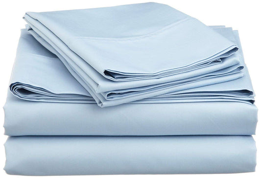 Heavy 1500 Thread Count 6-PCs Sheet Set with Extra Pillow Cases Fits 15-18 Inch Deep Pocket  Full, Light Blue Solid Color