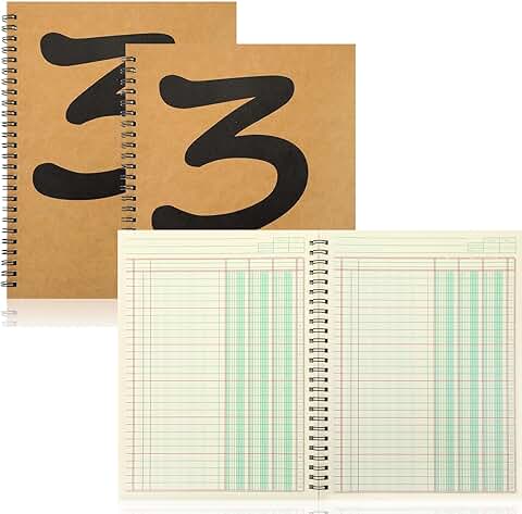 Three Ledger Books with Three Columns, 7x9.25 Inches
