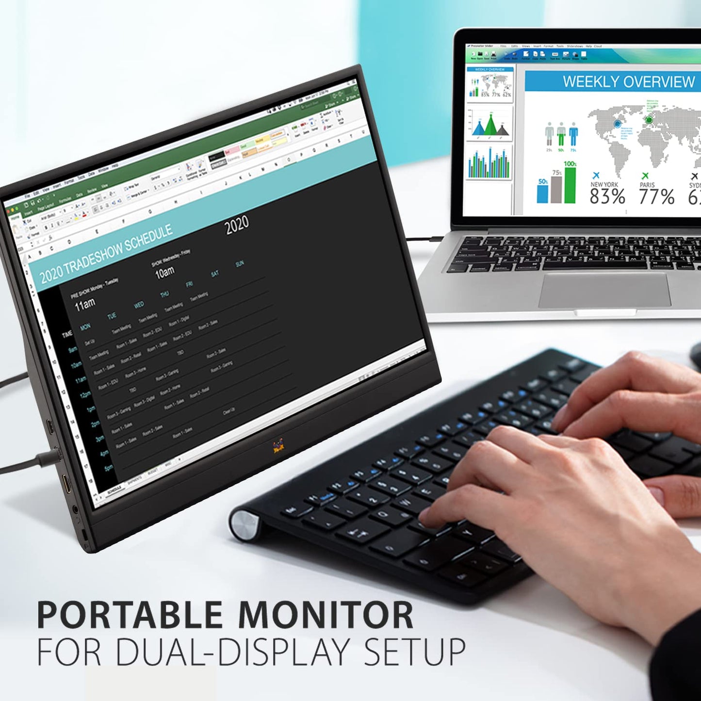 VA1655 15.6 Inch 1080p Portable IPS Monitor with Mobile Ergonomics, USB-C and Mini HDMI for Home and Office