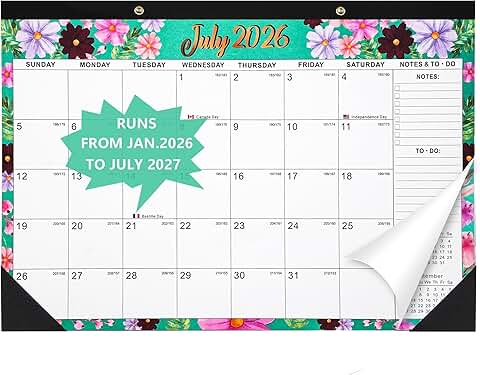 2026-2027 Desk Calendar with To-Do List
