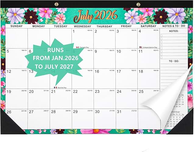 2026-2027 Desk Calendar with To-Do List