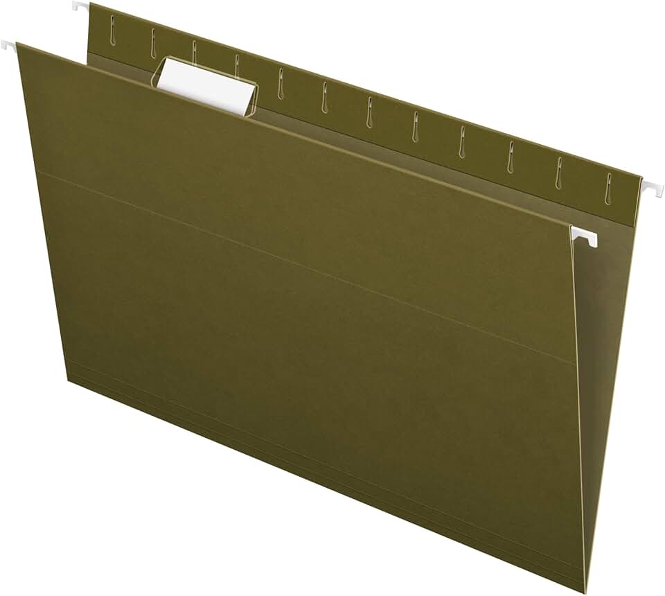 Recycled Legal Hanging Folders, Green, 25 per box