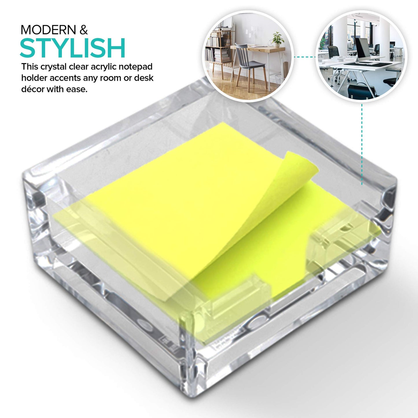 3x3 Clear Acrylic Notepad Holder for Desk Organization