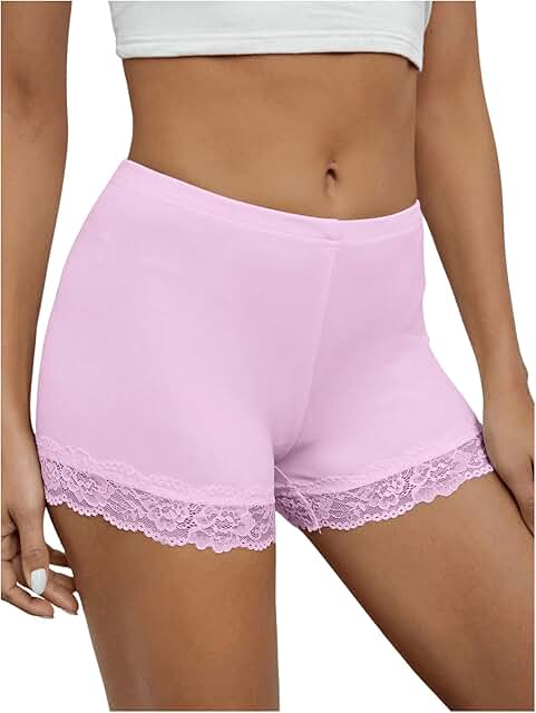 Women's Lace Trim Biker Shorts and Seamless Panties