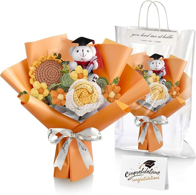 Graduation Bear and Flower Bouquet Set