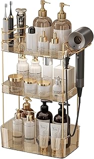 3-Tier Bathroom Counter Organizer with Hair Dryer and Toothbrush Holders