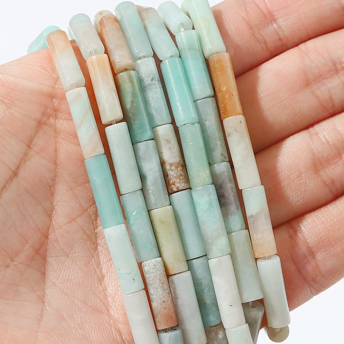 Natural Amazonite Tube Beads 13x4mm 30pcs for Jewelry Making