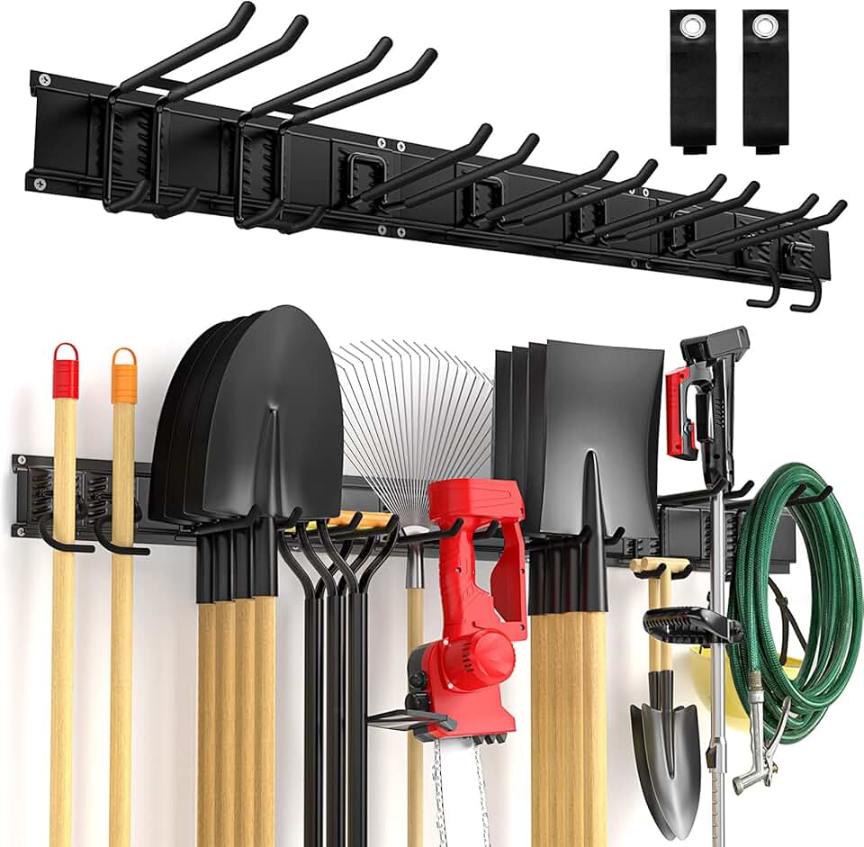 Garage Wall Tool Organizer with Hooks and Storage