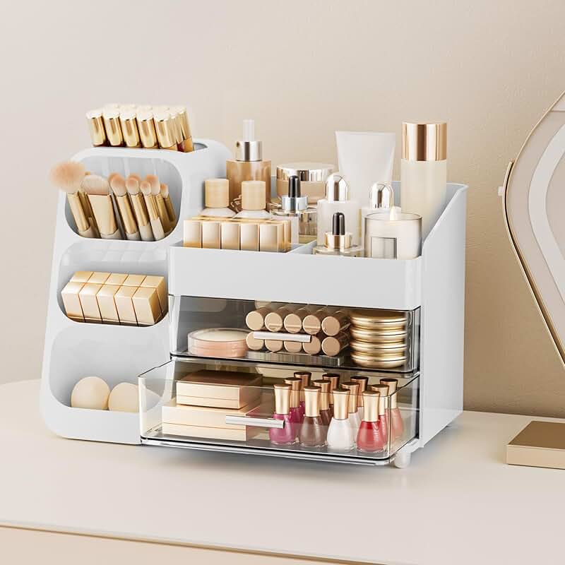 Spacious Makeup and Beauty Organizer in White
