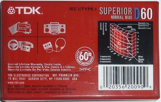 TDK Superior Normal Bias D60 Blank Cassette Tape (Single)