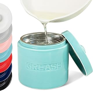 Ceramic Bacon Grease Container with Strainer, 1L