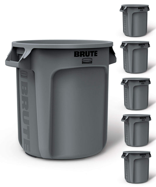 Commercial Products  FG261000GRAY BRUTE Heavy-Duty Trash/Garbage Can, Pack of 6