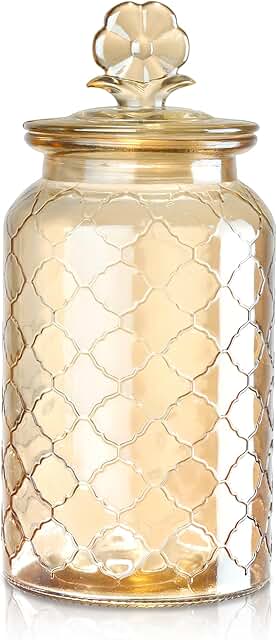 45 oz Amber Glass Storage Jar with Airtight Lid
