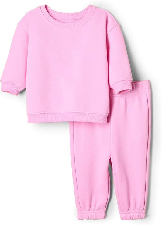 Pink unisex baby sweatshirt and sweatpants set for 24 months