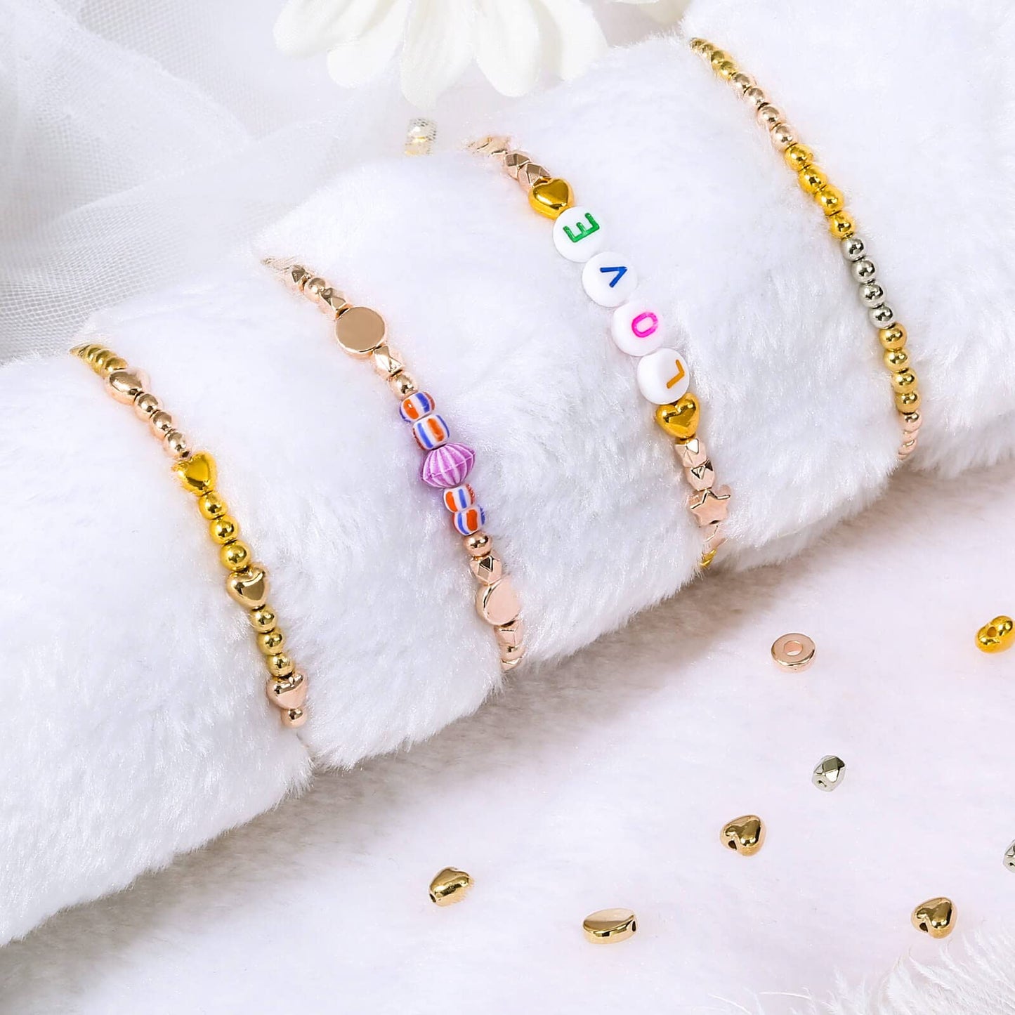 2160 Piece Assorted Gold Spacer Beads Set for Jewelry Making