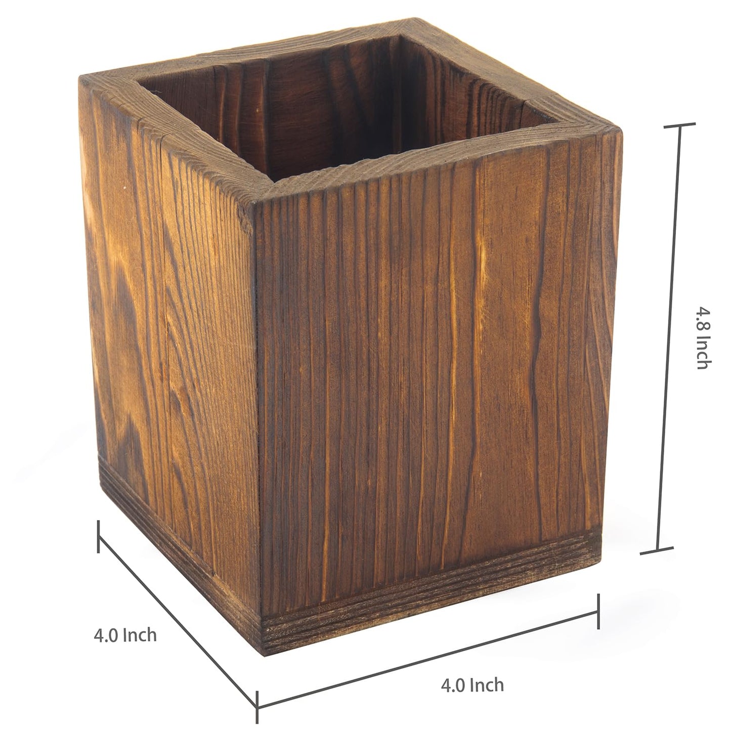 Set of 2 Natural Wood Desktop Pen Holders