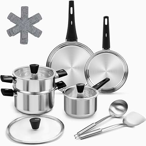 14-Piece Stainless Steel Kitchen Cookware Set
