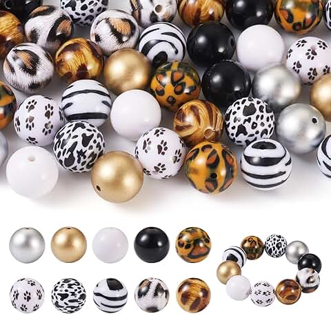 50pcs 20mm Bubblegum Boho Leopard Cow Print Acrylic Beads