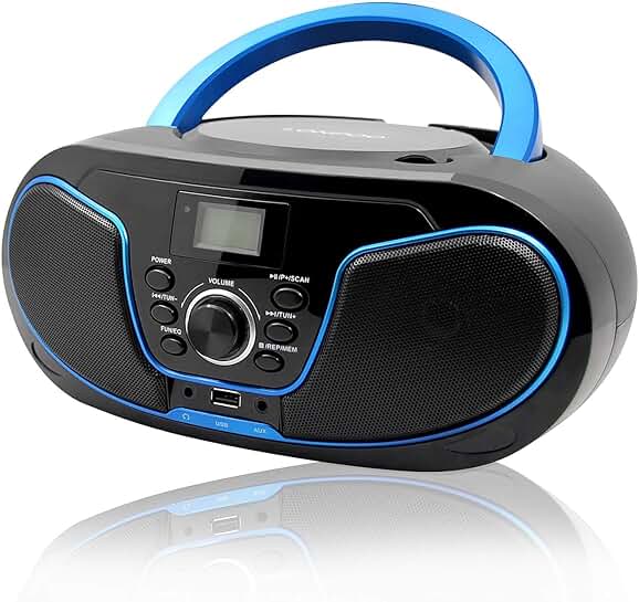 Portable CD Player Boombox with FM Radio and MP3 Playback