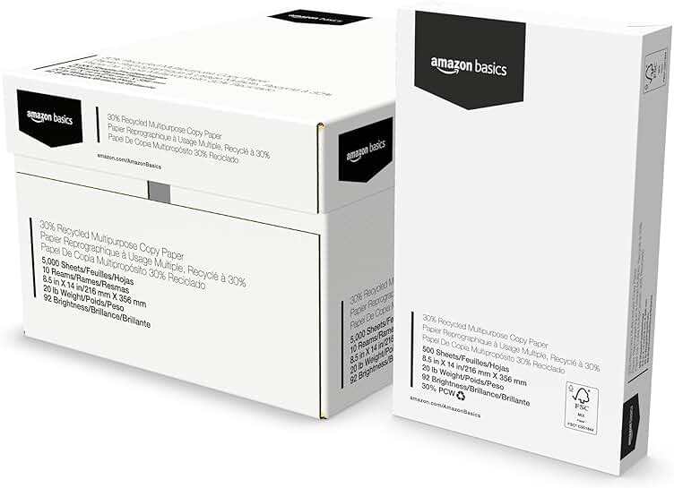 Recycled Multipurpose Copy Paper, 8.5 x 14, 20 lb, 10 Reams