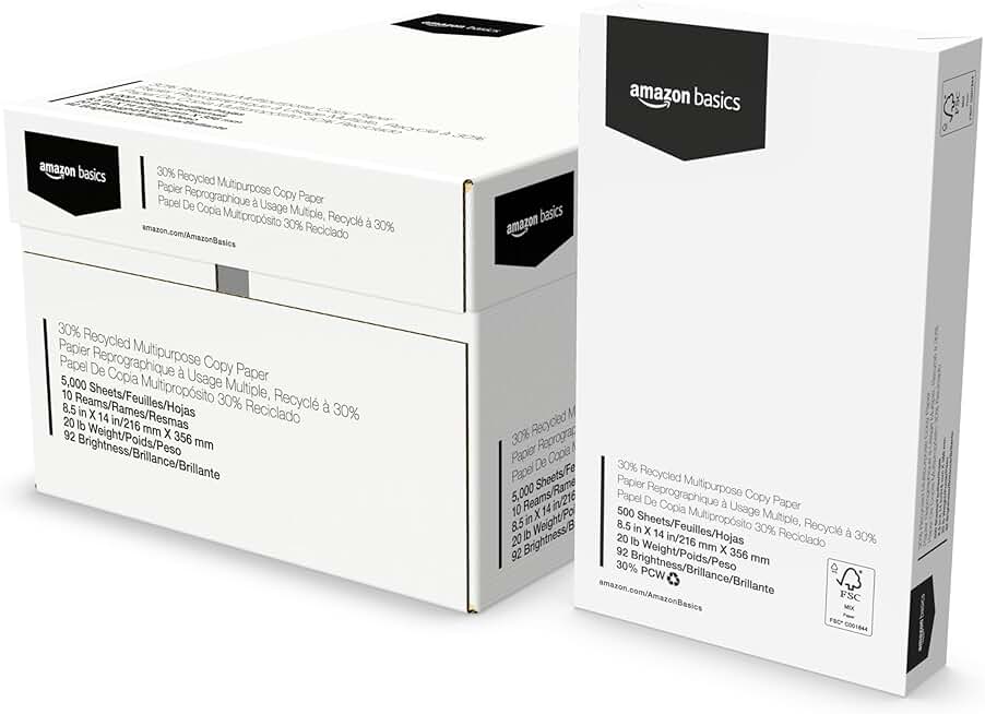 Recycled Multipurpose Copy Paper, 8.5 x 14, 20 lb, 10 Reams