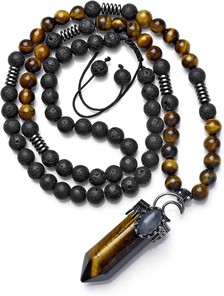 Natural Stone Tiger Eye Crystal Pendant Necklace
