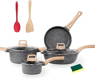 10-Piece Nonstick Cookware Set with Heat-Resistant Handles