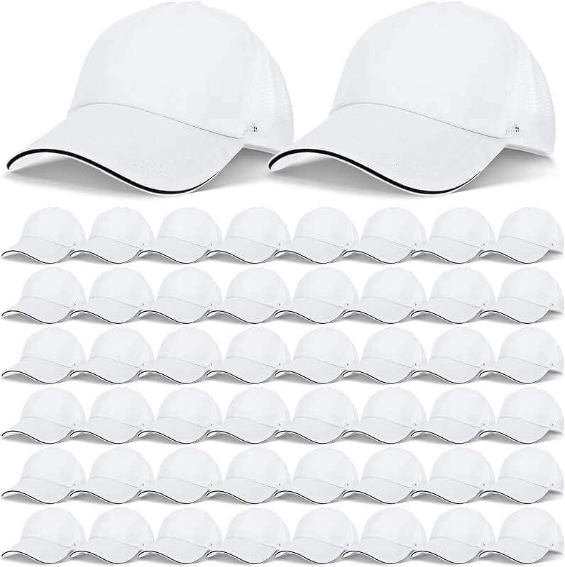 50 Blank Unisex Trucker Caps with Adjustable Snapback