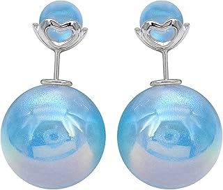Sterling Silver Double-Sided Opal Mermaid Heart Earrings