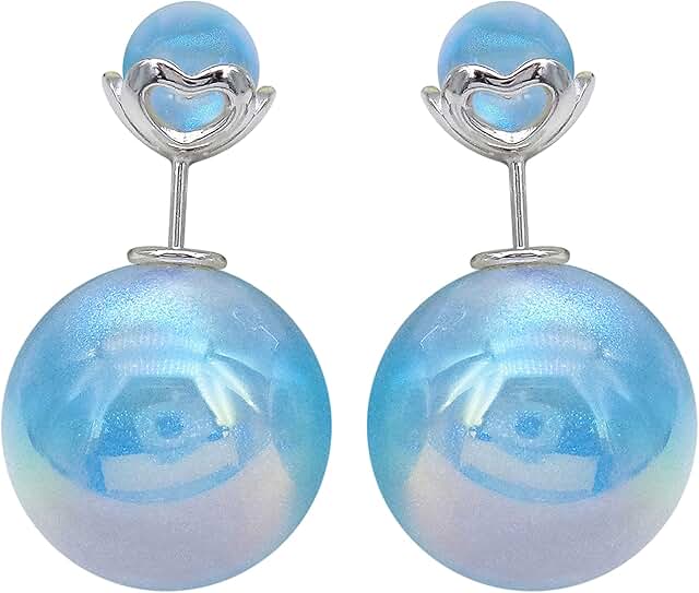 Sterling Silver Double-Sided Opal Mermaid Heart Earrings