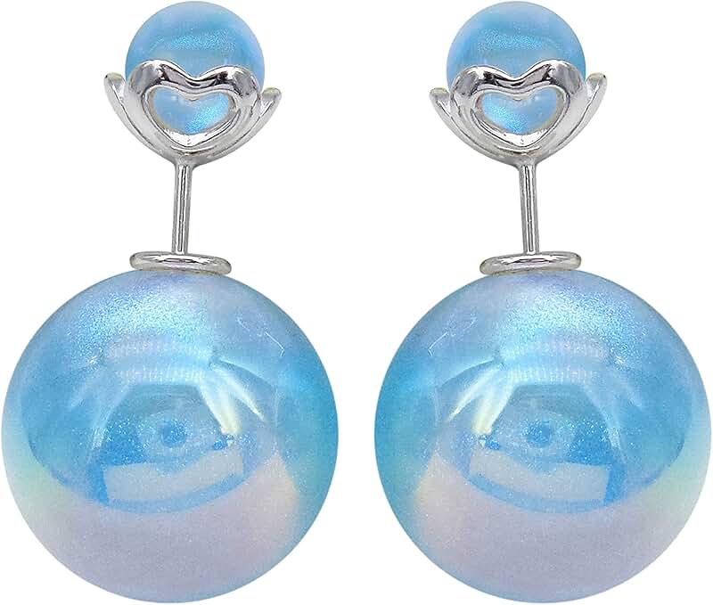 Sterling Silver Double-Sided Opal Mermaid Heart Earrings