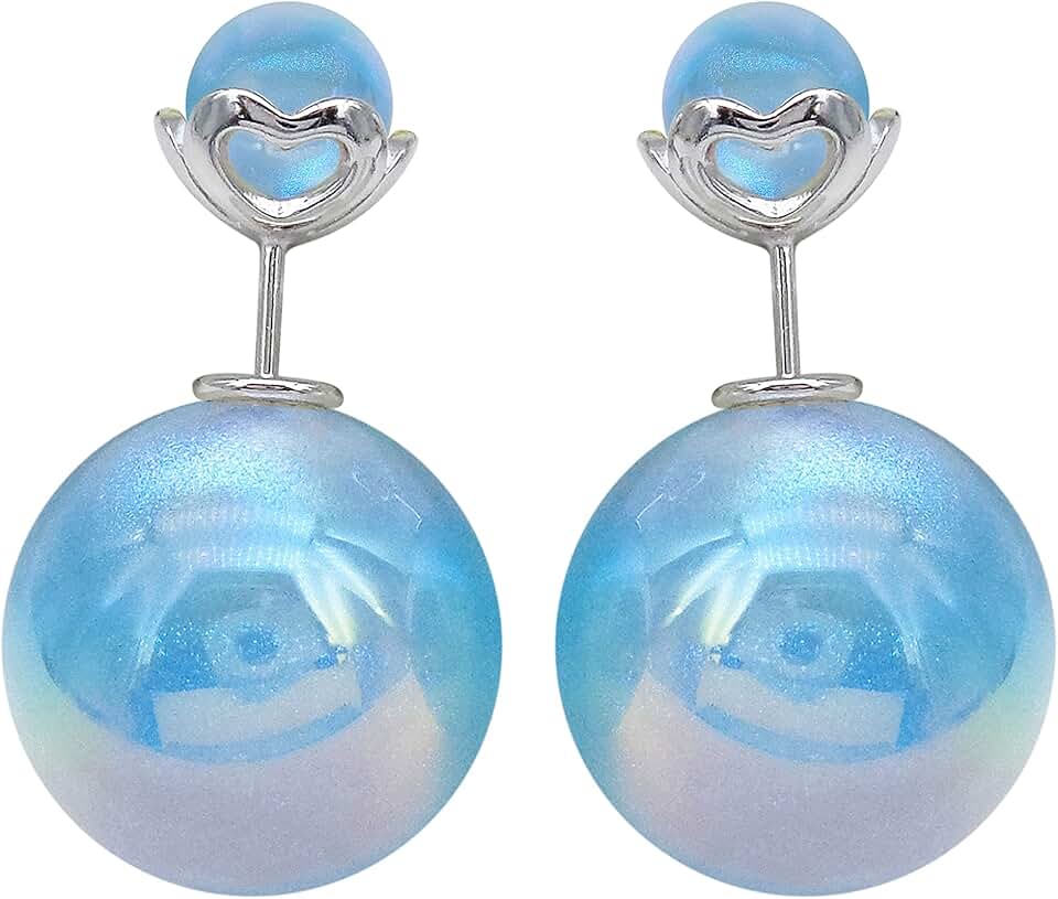 Sterling Silver Double-Sided Opal Mermaid Heart Earrings