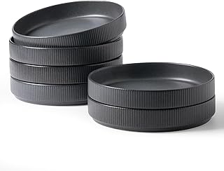 Set of 6 Large 8.25" Matte Dark Charcoal Pasta and Salad Bowls