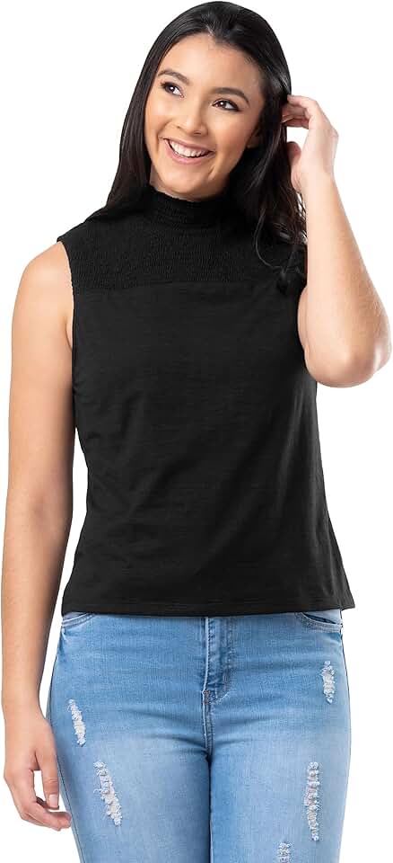 Women's Smocked High-Neck Tank Top
