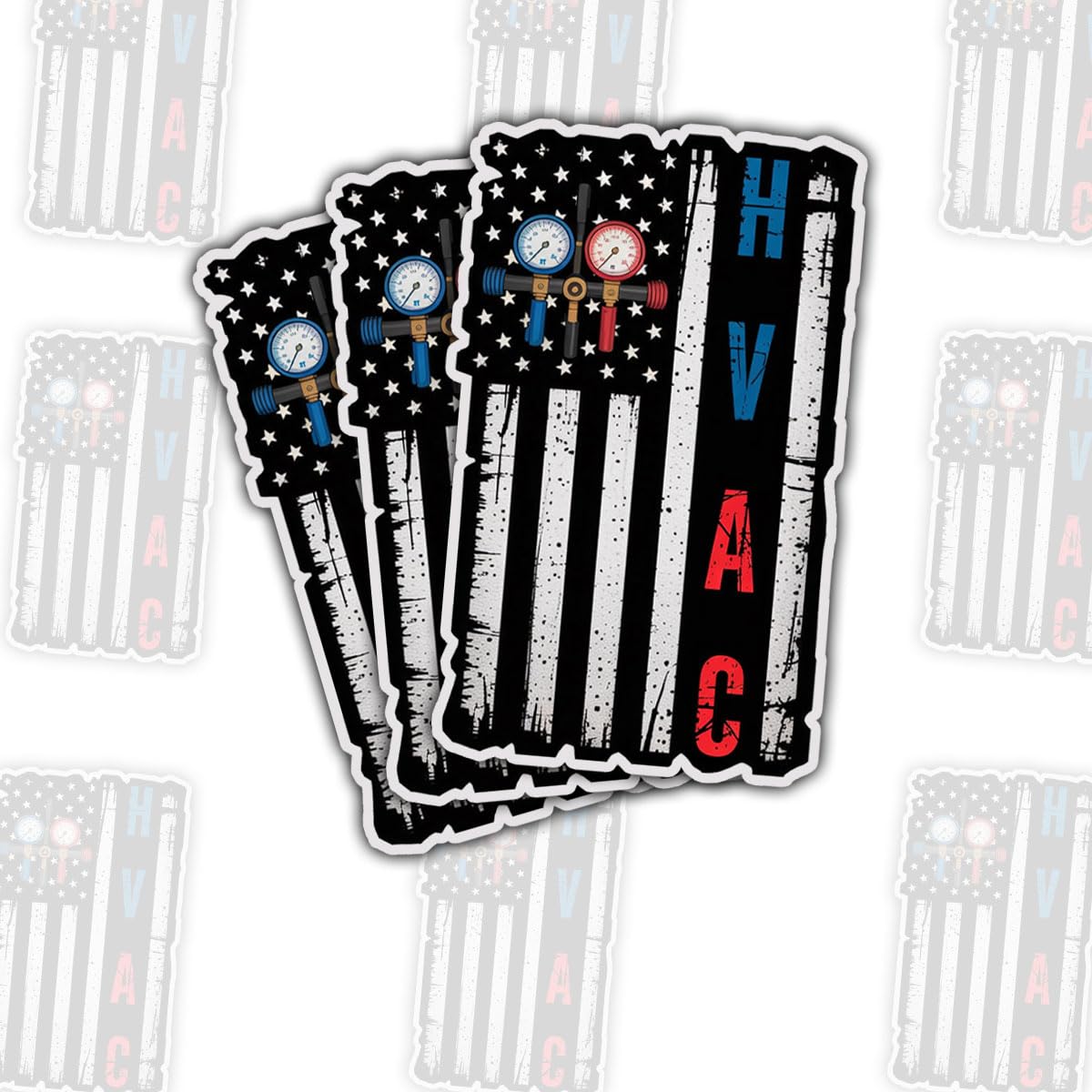Patriotic American Flag Stickers for HVAC Workers
