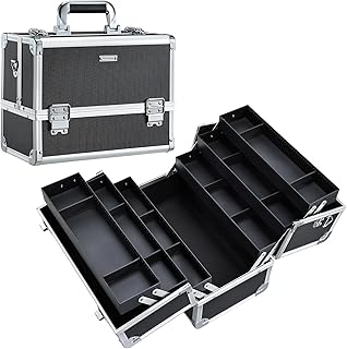 Large 12.6 Inch Makeup Train Case with 6 Trays