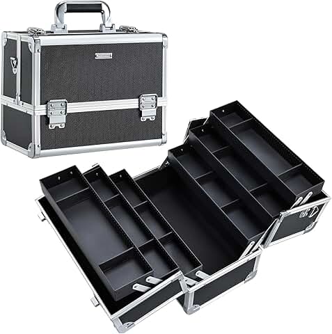 Large 12.6 Inch Makeup Train Case with 6 Trays