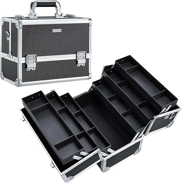 Large 12.6 Inch Makeup Train Case with 6 Trays